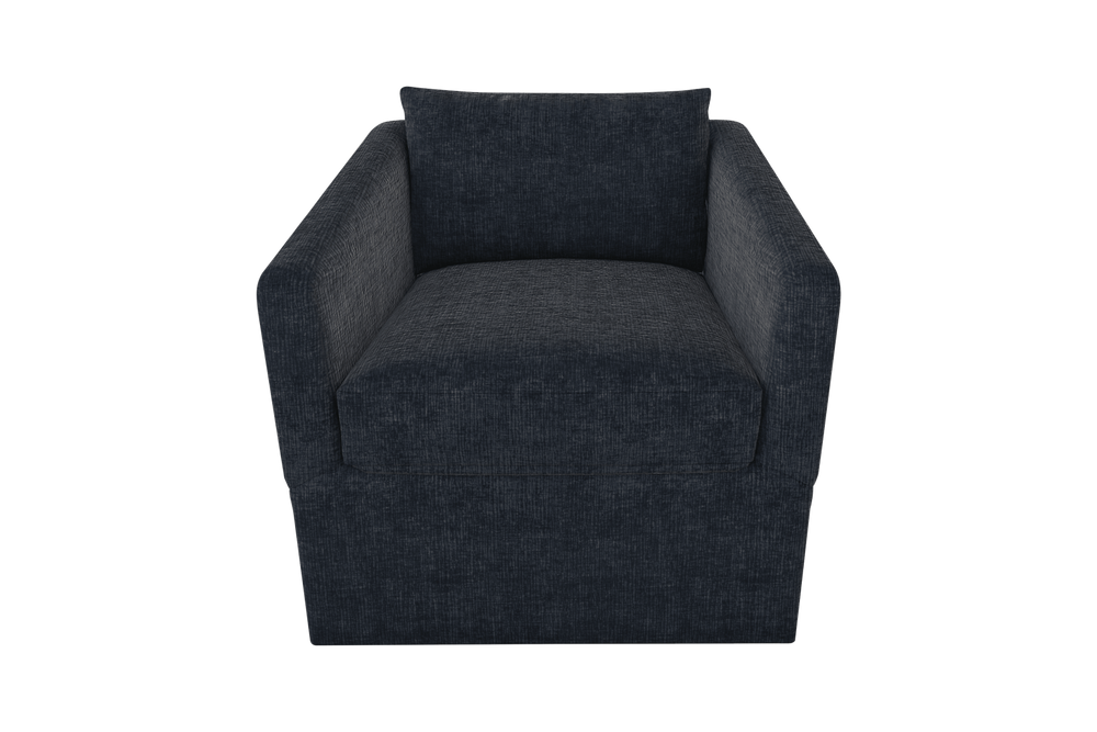 Moss Home Aston Swivel Chair: Embrace Comfort With Plush Down Feather Cushions And Stylish Transitional Design Midnight 100% Polyester Asto-cha-33-covmid