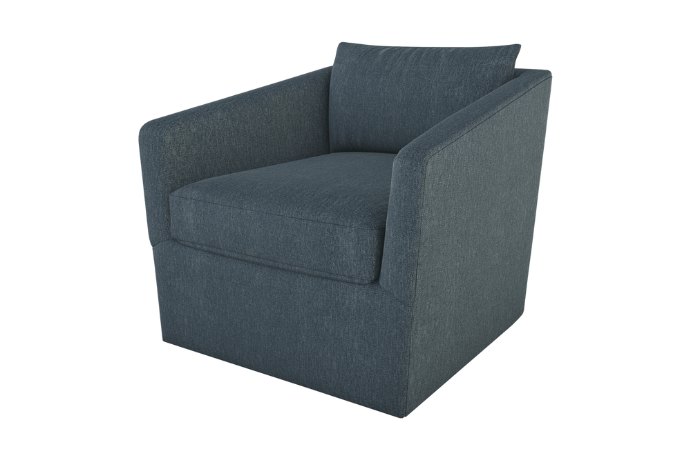 Moss Home Aston Swivel Chair - Cozy Down Feather Cushions & Elegant Angled Arms For Ultimate Comfort And Style Denim 54% Polyester 36% Viscose 10% Linen Asto-cha-33-shoden