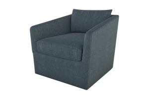 Moss Home Aston Swivel Chair - Cozy Down Feather Cushions & Elegant Angled Arms For Ultimate Comfort And Style Denim 54% Polyester 36% Viscose 10% Linen Asto-cha-33-shoden