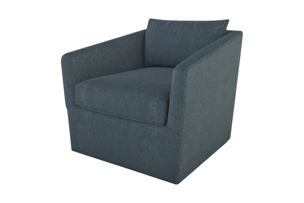 Moss Home Aston Swivel Chair - Cozy Down Feather Cushions & Elegant Angled Arms For Ultimate Comfort And Style Denim 54% Polyester 36% Viscose 10% Linen Asto-cha-33-shoden