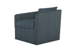 Moss Home Aston Swivel Chair - Cozy Down Feather Cushions & Elegant Angled Arms For Ultimate Comfort And Style Denim 54% Polyester 36% Viscose 10% Linen Asto-cha-33-shoden