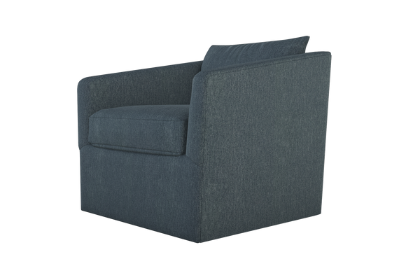 Moss Home Aston Swivel Chair - Cozy Down Feather Cushions & Elegant Angled Arms For Ultimate Comfort And Style Denim 54% Polyester 36% Viscose 10% Linen Asto-cha-33-shoden