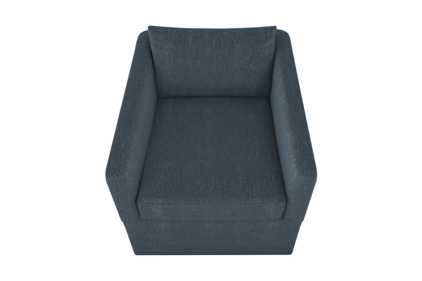 Moss Home Aston Swivel Chair - Cozy Down Feather Cushions & Elegant Angled Arms For Ultimate Comfort And Style Denim 54% Polyester 36% Viscose 10% Linen Asto-cha-33-shoden