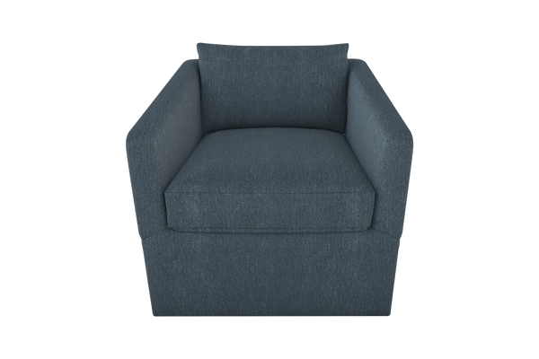 Moss Home Aston Swivel Chair - Cozy Down Feather Cushions & Elegant Angled Arms For Ultimate Comfort And Style Denim 54% Polyester 36% Viscose 10% Linen Asto-cha-33-shoden