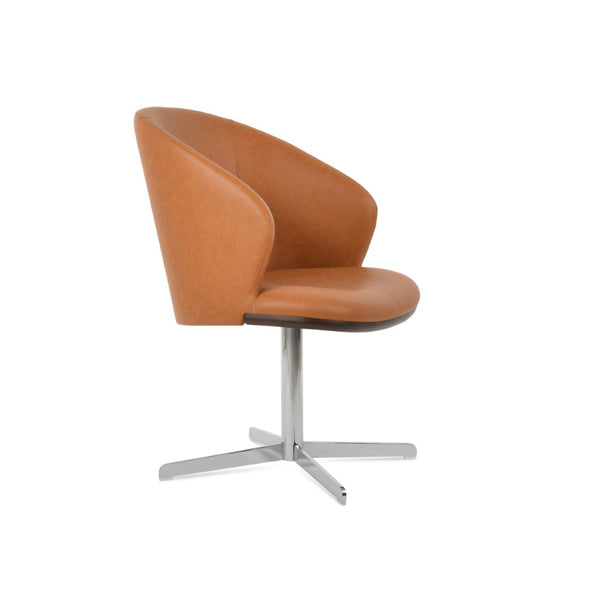 Soho Concept Athena 4 Star Swivel Armchair Dining Chair - Premium Leatherette, Modern Design, 2-year Guarantee Chrome,Walnut  Soho-concept-dining-chair-00695
