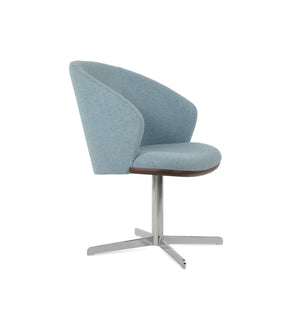 Soho Concept Athena 4 Star Swivel Armchair - Luxurious Camira Blazer Wool, Boucle Fabric, 10-year Guarantee, Stylish Design Chrome,Blue,Walnut  Soho-concept-dining-chair-00696