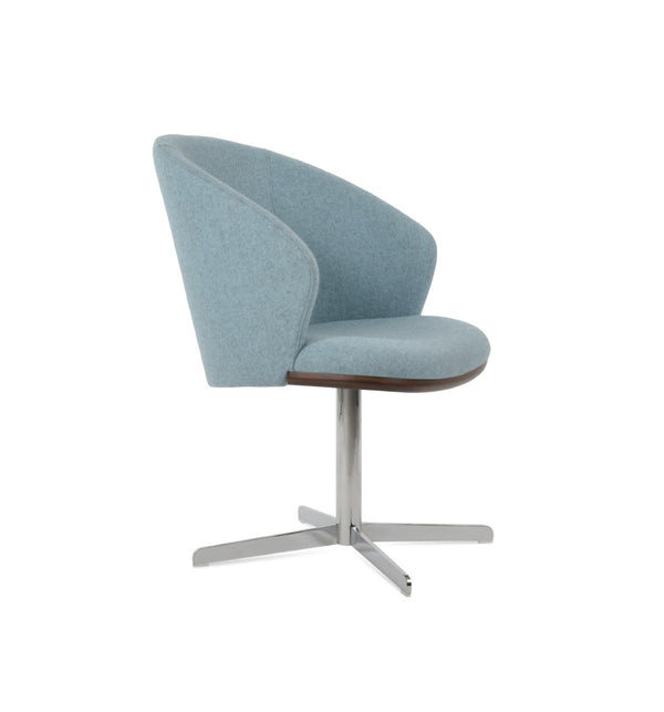 Soho Concept Athena 4 Star Swivel Armchair - Luxurious Camira Blazer Wool, Boucle Fabric, 10-year Guarantee, Stylish Design Chrome,Blue,Walnut  Soho-concept-dining-chair-00696