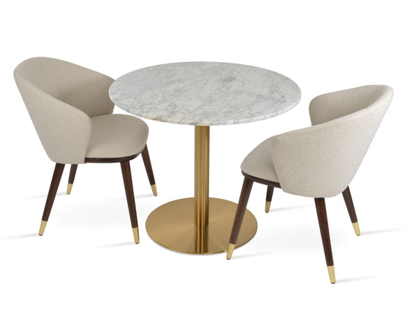 Soho Concept Athena Wood Dining Armchair - Stylish Leatherette Upholstery, Solid Beech Legs, 2-year Guarantee! White,Walnut,Brass  Soho-concept-dining-chair-00775