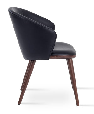 Soho Concept Athena Swivel Armchair - Ergonomic Design, Soft Leatherette, Solid Wood Base, 2-year Guarantee Black,Walnut  Soho-concept-dining-chair-00776