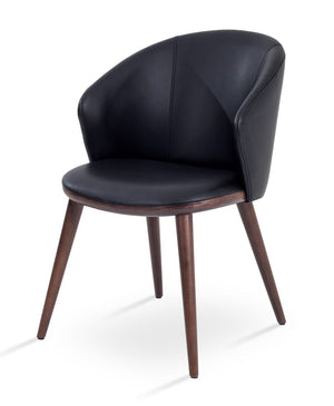 Soho Concept Athena Swivel Armchair - Ergonomic Design, Soft Leatherette, Solid Wood Base, 2-year Guarantee Black,Walnut  Soho-concept-dining-chair-00777