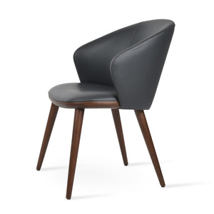 Soho Concept Athena Pyramid Wood Swivel Armchair - Luxurious Upholstery, 10-year Guarantee, Solid Wood Base, 300 Lbs Capacity Grey,Walnut  Soho-concept-dining-chair-00784