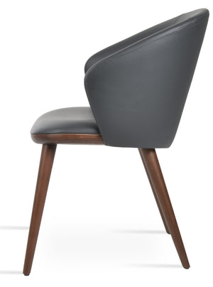 Soho Concept Athena Pyramid Wood Swivel Armchair - Luxurious Upholstery, 10-year Guarantee, Solid Wood Base, 300 Lbs Capacity Grey,Walnut  Soho-concept-dining-chair-00784