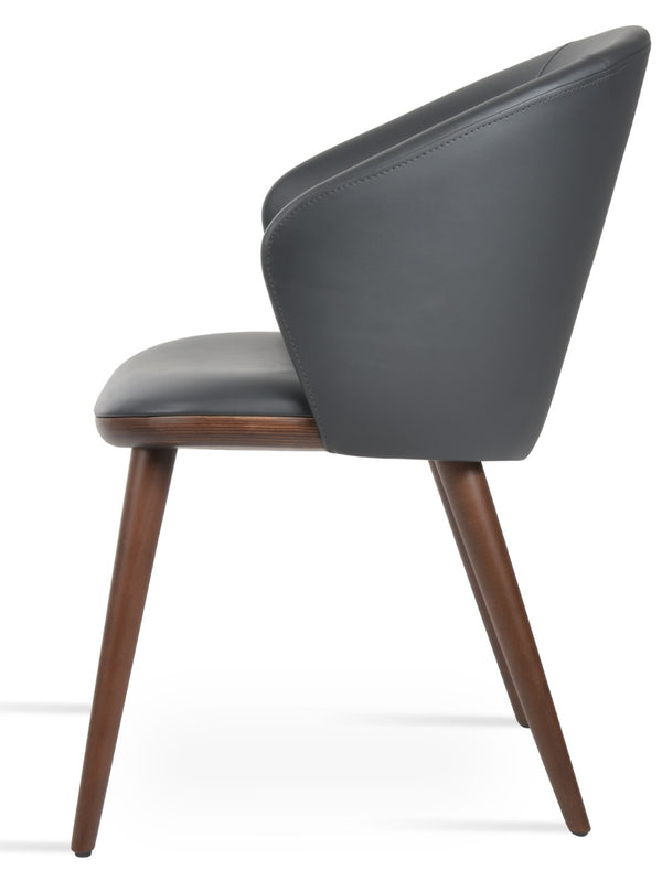 Soho Concept Athena Pyramid Wood Swivel Armchair - Luxurious Upholstery, 10-year Guarantee, Solid Wood Base, 300 Lbs Capacity Grey,Walnut  Soho-concept-dining-chair-00784