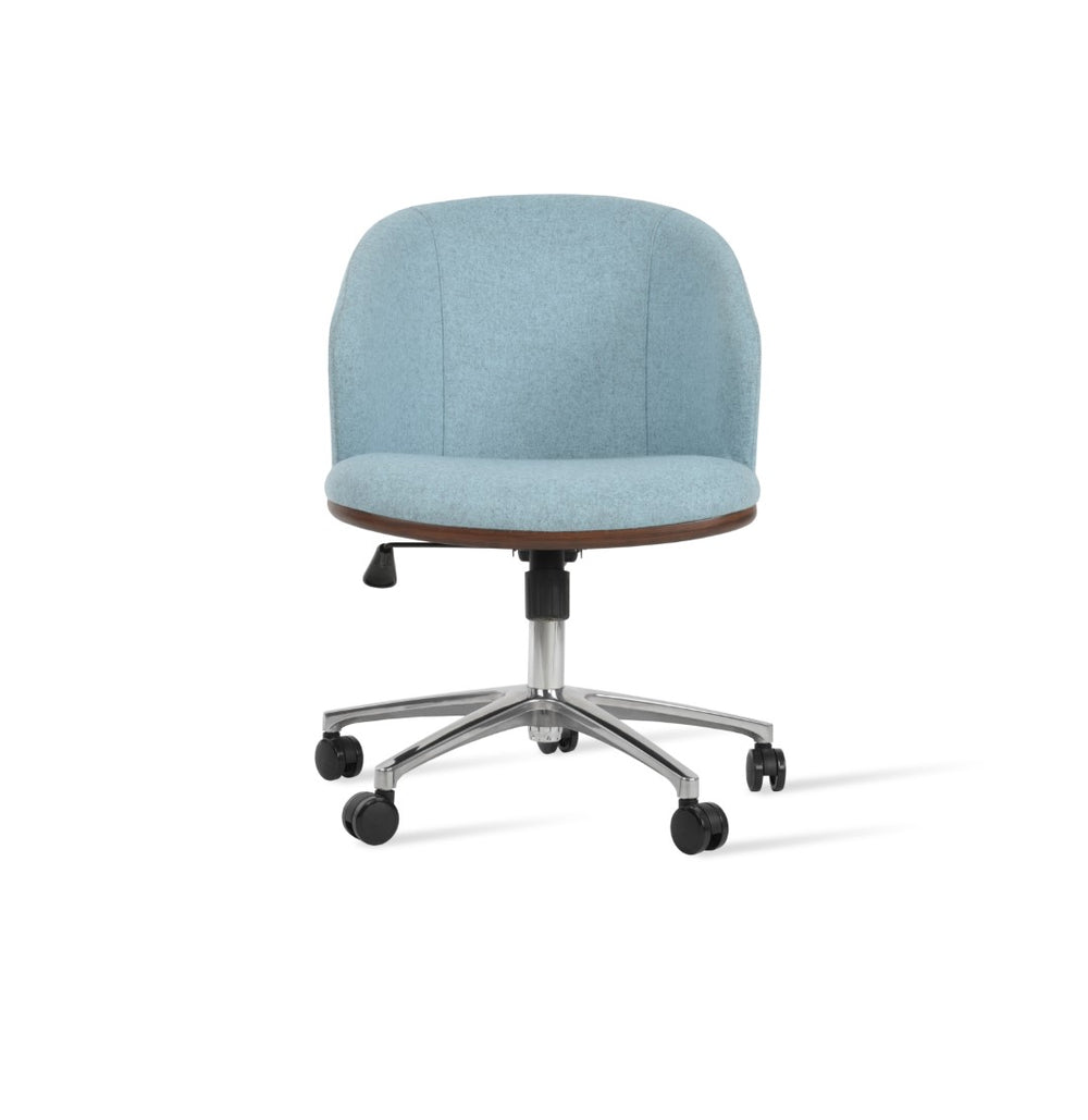 Soho Concept Athena Office Chair - Premium Camira Blazer Wool Fabric, 10-year Guarantee, Ergonomic Design, Chrome Finish Blue,Walnut  Soho-concept-dining-chair-11643
