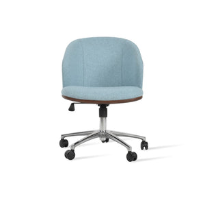Soho Concept Athena Office Chair - Premium Camira Blazer Wool Fabric, 10-year Guarantee, Ergonomic Design, Chrome Finish Blue,Walnut  Soho-concept-dining-chair-11643