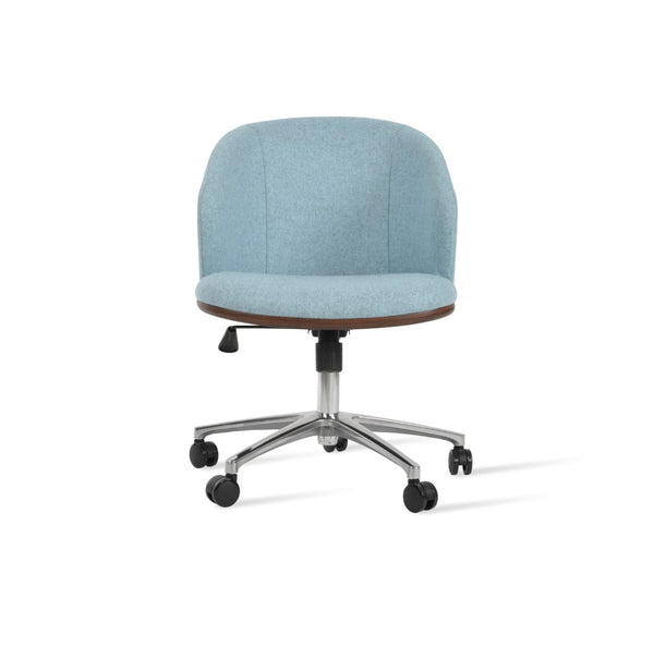 Soho Concept Athena Office Chair - Premium Camira Blazer Wool Fabric, 10-year Guarantee, Ergonomic Design, Chrome Finish Blue,Walnut  Soho-concept-dining-chair-11643