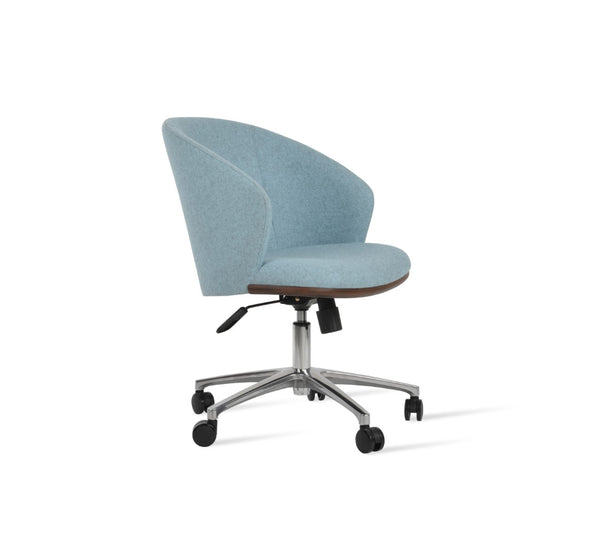 Soho Concept Athena Office Chair - Premium Camira Blazer Wool Fabric, 10-year Guarantee, Ergonomic Design, Chrome Finish Blue,Walnut  Soho-concept-dining-chair-12661