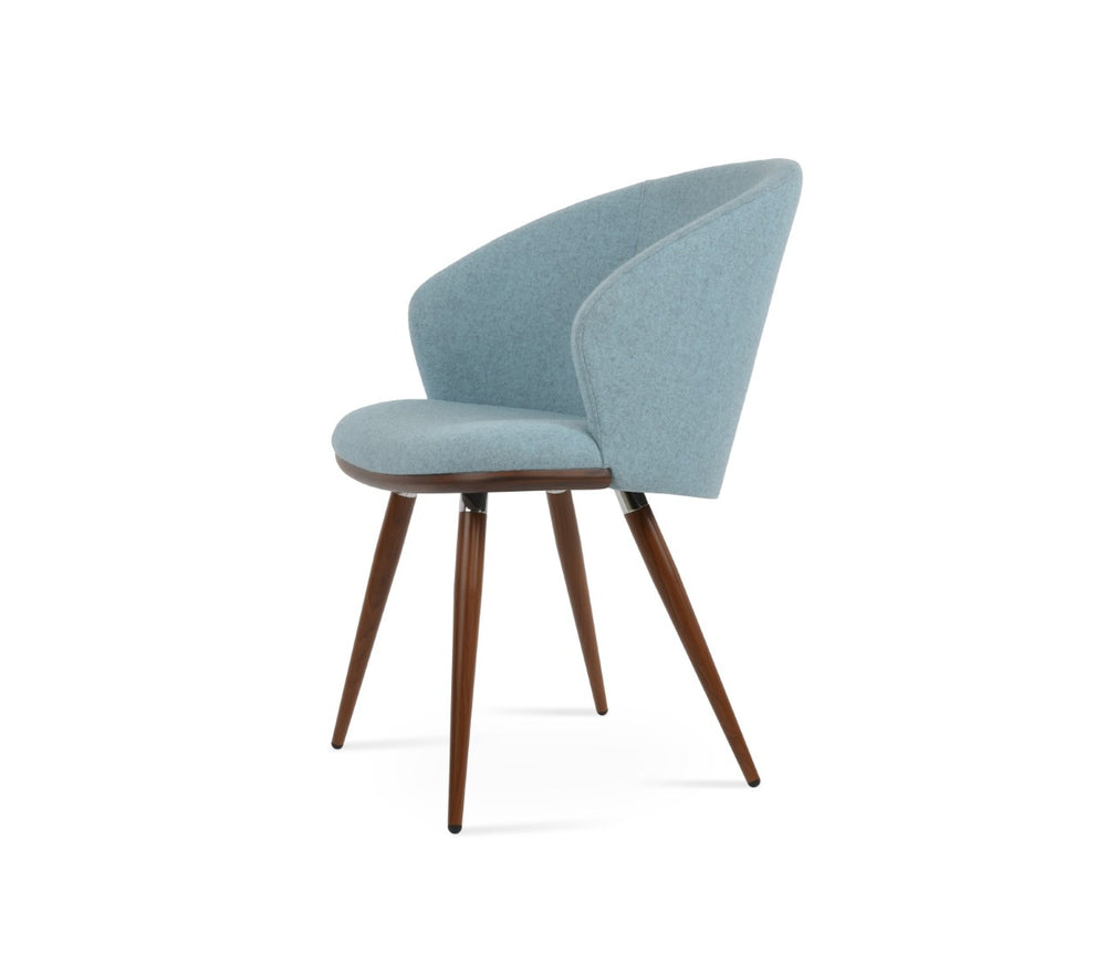 Soho Concept Athena Ana Armchair Dining Chair - Premium Camira Wool, Stylish Boucle Fabric, 10-year Guarantee! Walnut,Chrome,Blue  Soho-concept-dining-chair-00715