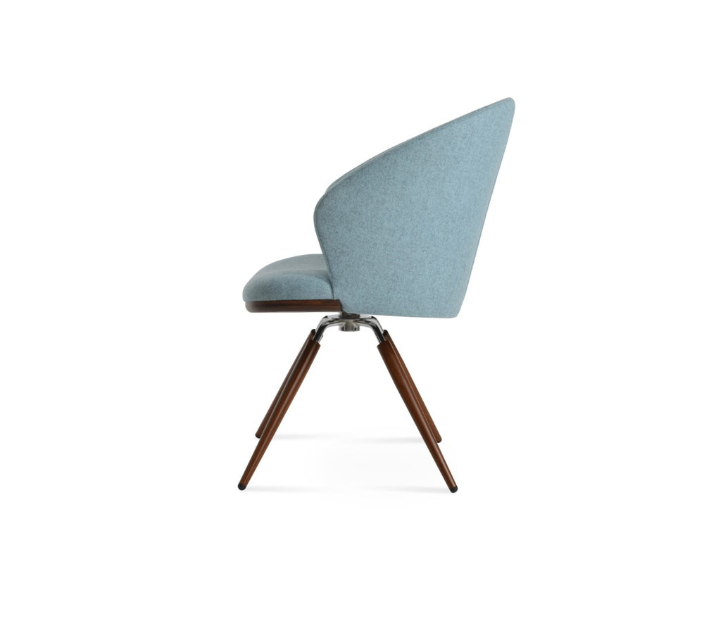 Soho Concept Athena Carrot Swivel Armchair - Premium Camira Wool Fabric, Stylish Metal Base, 10-year Guarantee Walnut,Blue Swivel. Solid Metal Top Part Connected To Four Tubular Legs Soho-concept-dining-chair-00726
