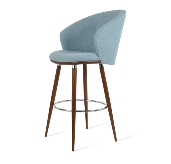 Soho Concept Athena Pyramid Wood Swivel Armchair & Barstools - Premium Camira Blazer Wool Fabric, 10-year Guarantee! Walnut,Blue  Soho-concept-dining-chair-10426