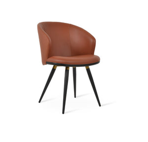 Soho Concept Athena Ana Armchair Dining Chair - Stylish Leatherette, Walnut/Chrome, 2-year Guarantee, 300 Lbs Capacity Black,Brass  Soho-concept-dining-chair-00713