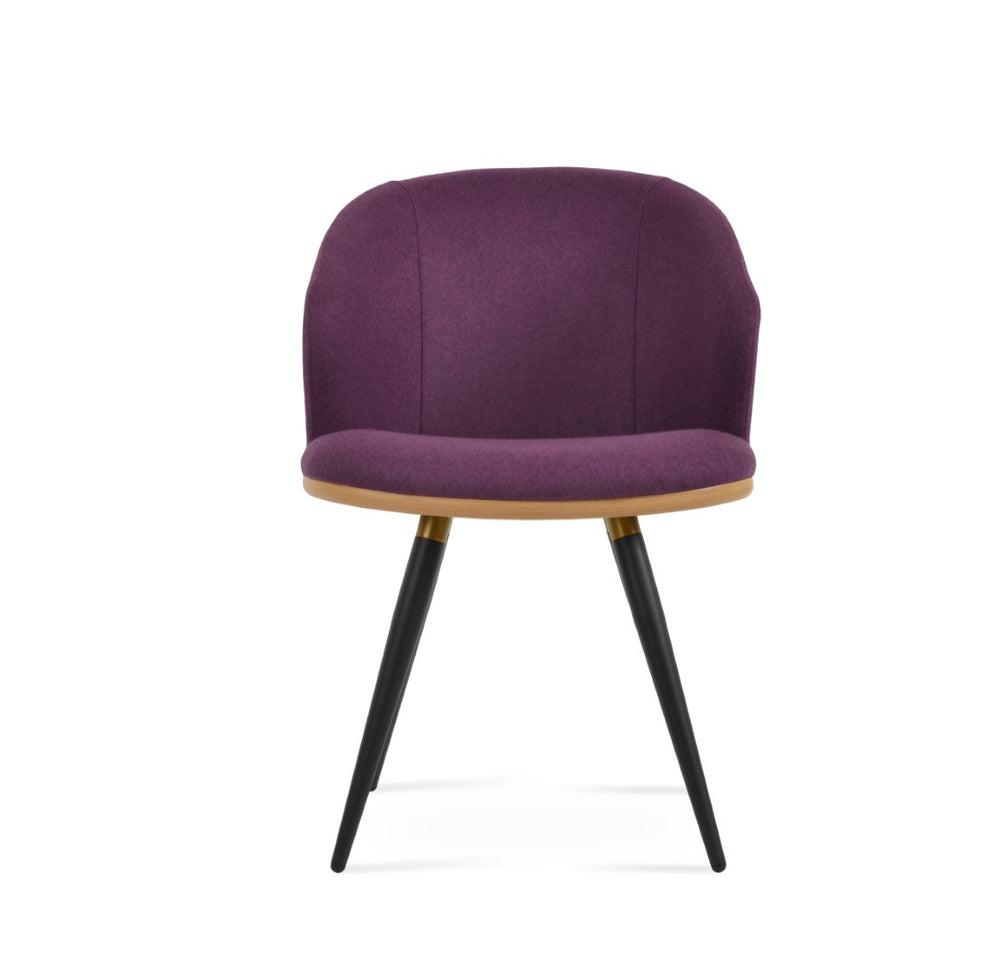 Soho Concept Athena Ana Armchair Dining Chair - Premium Camira Wool, Stylish Boucle Fabric, 10-year Guarantee! Walnut,Chrome,Blue  Soho-concept-dining-chair-00715