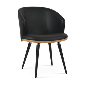 Soho Concept Athena Ana Armchair Dining Chair - Stylish Leatherette, Walnut/Chrome, 2-year Guarantee, 300 Lbs Capacity Black,Chrome,Natural  Soho-concept-dining-chair-00709