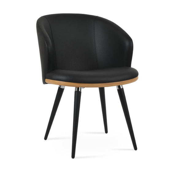Soho Concept Athena Ana Armchair Dining Chair - Stylish Leatherette, Walnut/Chrome, 2-year Guarantee, 300 Lbs Capacity Black,Chrome,Natural  Soho-concept-dining-chair-00709