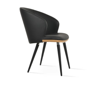 Soho Concept Athena Ana Armchair Dining Chair - Stylish Leatherette, Walnut/Chrome, 2-year Guarantee, 300 Lbs Capacity Black,Chrome,Natural  Soho-concept-dining-chair-00709