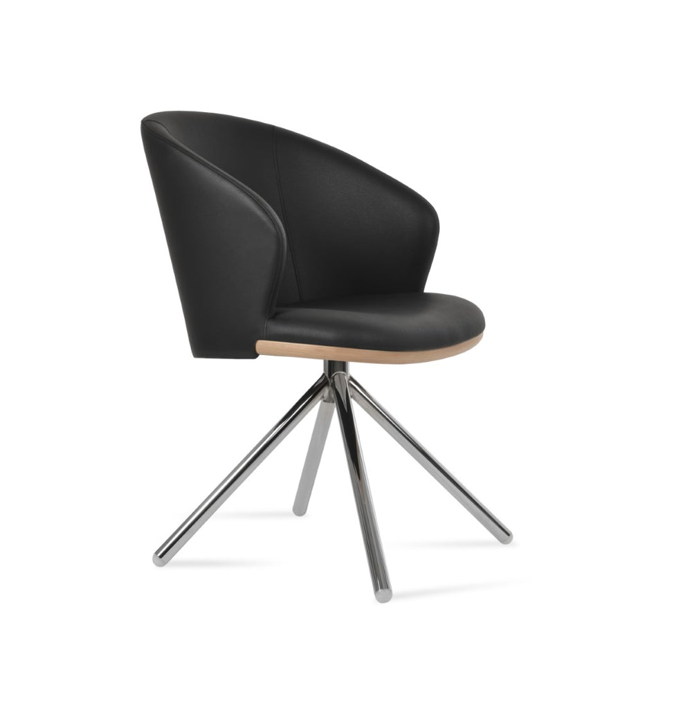 Soho Concept Athena Stick Swivel Armchair – Stylish Leatherette Dining Chair With 2-year Guarantee, Soft Black Natural,Black  Soho-concept-dining-chair-00809