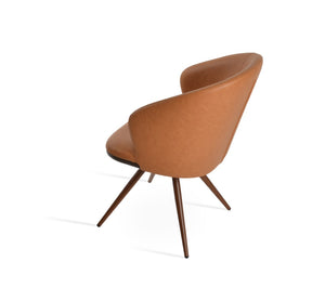 Soho Concept Athena Carrot Swivel Armchair - Modern Leatherette Dining Chair With 2-year Guarantee & Style Walnut Swivel. Solid Metal Top Part Connected To Four Tubular Legs Soho-concept-dining-chair-00724