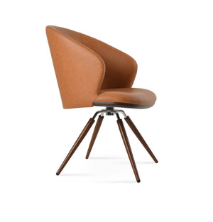 Soho Concept Athena Carrot Swivel Armchair - Modern Leatherette Dining Chair With 2-year Guarantee & Style Walnut Swivel. Solid Metal Top Part Connected To Four Tubular Legs Soho-concept-dining-chair-00725