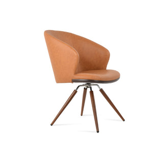 Soho Concept Athena Carrot Swivel Armchair - Modern Leatherette Dining Chair With 2-year Guarantee & Style Walnut,Chrome Swivel. Solid Metal Top Part Connected To Four Tubular Legs Soho-concept-dining-chair-00727