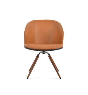 Soho Concept Athena Carrot Swivel Armchair - Modern Leatherette Dining Chair With 2-year Guarantee & Style Walnut,Chrome Swivel. Solid Metal Top Part Connected To Four Tubular Legs Soho-concept-dining-chair-00728