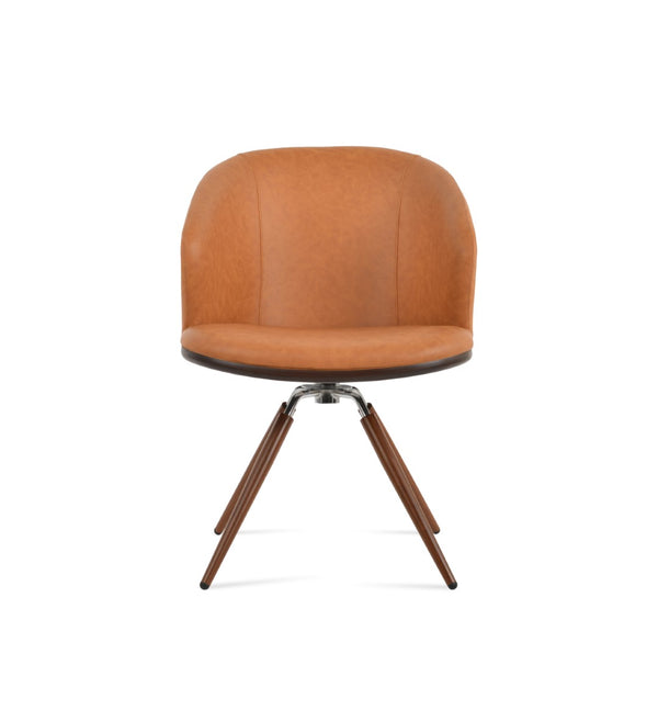 Soho Concept Athena Carrot Swivel Armchair - Modern Leatherette Dining Chair With 2-year Guarantee & Style Walnut,Chrome Swivel. Solid Metal Top Part Connected To Four Tubular Legs Soho-concept-dining-chair-00728