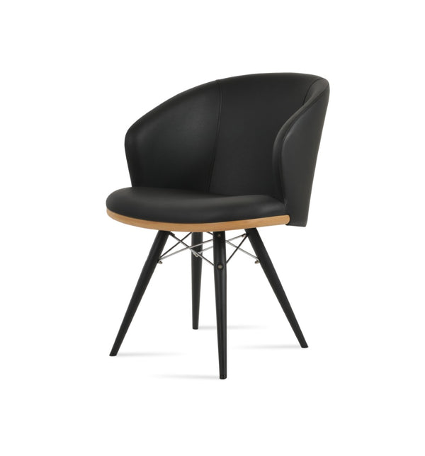 Soho Concept Athena Mw Armchair Dining Chair - Stylish Ppm-fr Leatherette, Metal Base, Walnut Legs & 2-year Guarantee Black,Natural  Soho-concept-dining-chair-00729