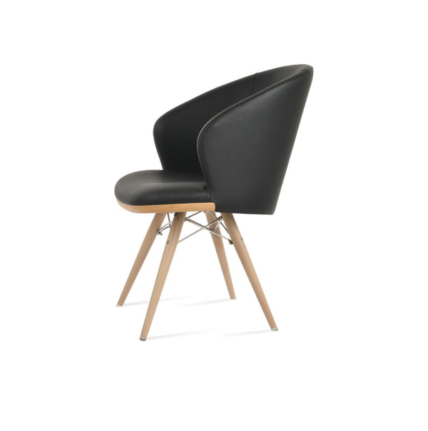 Soho Concept Athena Mw Armchair Dining Chair - Stylish Ppm-fr Leatherette, Metal Base, Walnut Legs & 2-year Guarantee Natural,Black  Soho-concept-dining-chair-00731