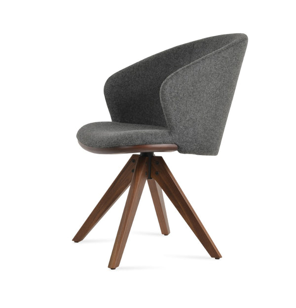 Soho Concept Athena Swivel Armchair - Premium Wool Fabric, Solid Wood Base, 10-year Guarantee, Elegant Design Walnut,Dark Grey  Soho-concept-dining-chair-00749
