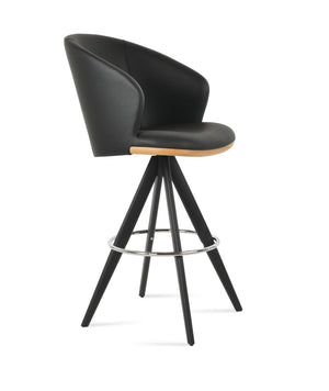 Soho Concept Athena Pyramid Barstools & Counterstools - Stylish Leatherette, Solid Wood, 2-year Guarantee, Black Black,Natural  Soho-concept-dining-chair-10432