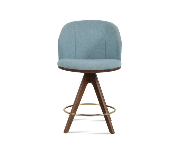 Soho Concept Athena Pyramid Barstools & Counterstools - Stylish Wool Fabric, Custom Walnut/Ash Options, 10-year Guarantee Blue,Walnut  Soho-concept-dining-chair-10442