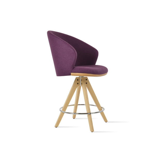 Soho Concept Athena Pyramid Barstools & Counterstools - Luxurious Wool Fabric, Solid Wood Base, 10-year Guarantee Ash,Natural  Soho-concept-dining-chair-10440