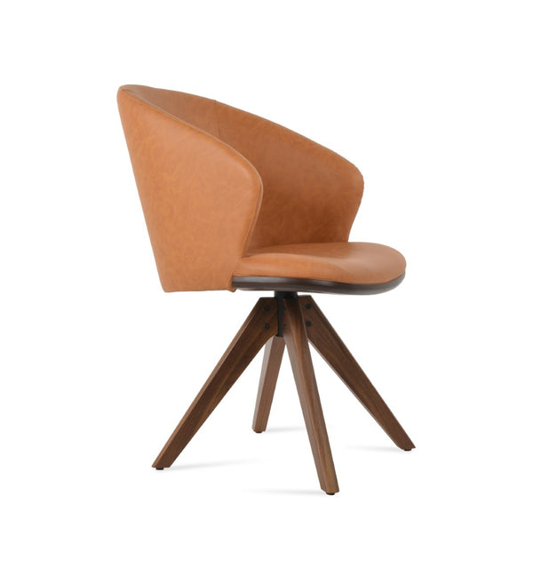 Soho Concept Athena Swivel Armchair - Ergonomic Design, Soft Leatherette, Solid Wood Base, 2-year Guarantee Walnut  Soho-concept-dining-chair-00747
