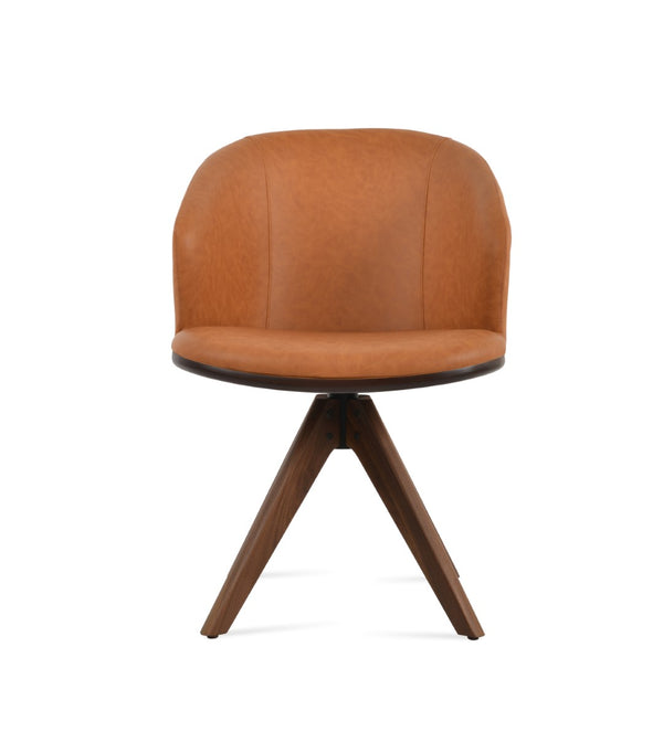 Soho Concept Athena Swivel Armchair - Ergonomic Design, Soft Leatherette, Solid Wood Base, 2-year Guarantee Walnut  Soho-concept-dining-chair-00748