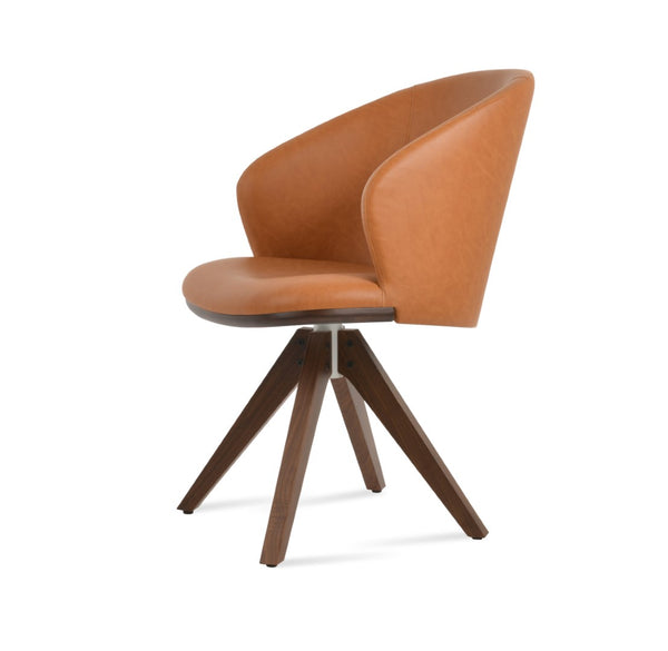 Soho Concept Athena Swivel Armchair - Ergonomic Design, Soft Leatherette, Solid Wood Base, 2-year Guarantee Walnut  Soho-concept-dining-chair-00744