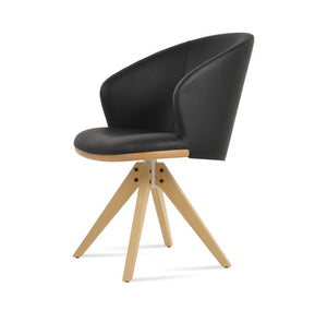 Soho Concept Athena Swivel Armchair - Ergonomic Design, Soft Leatherette, Solid Wood Base, 2-year Guarantee Ash,Natural,Black  Soho-concept-dining-chair-00745