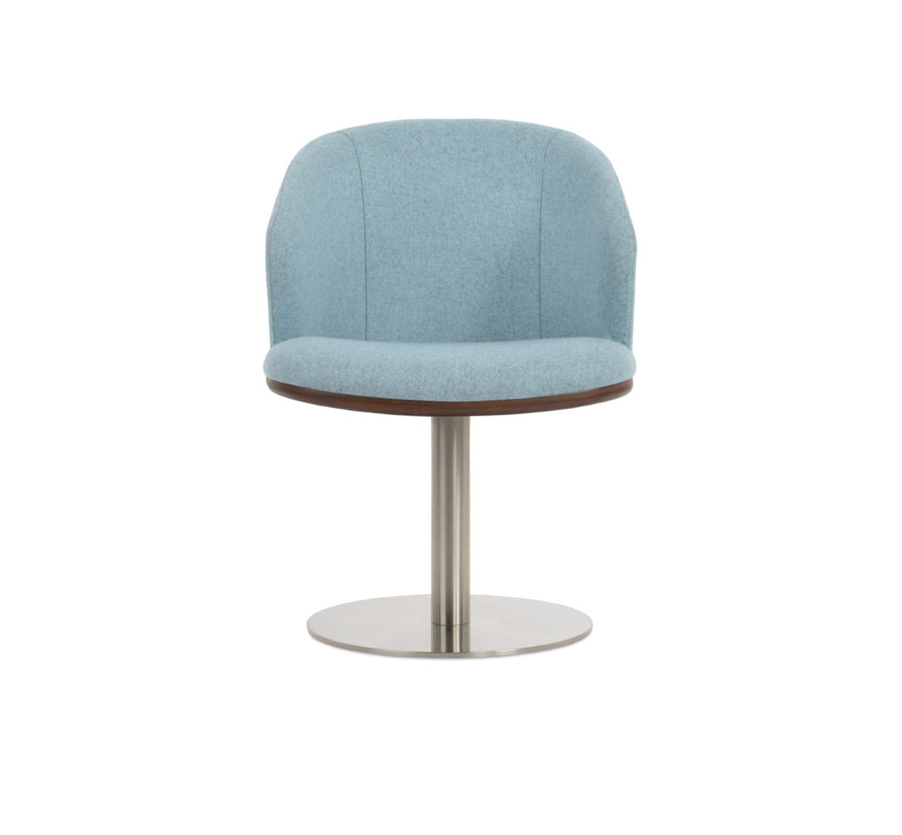 Soho Concept Athena Swivel Armchair - Premium Wool Fabric, Solid Wood Base, 10-year Guarantee, Elegant Design Blue,Walnut  Soho-concept-dining-chair-00753
