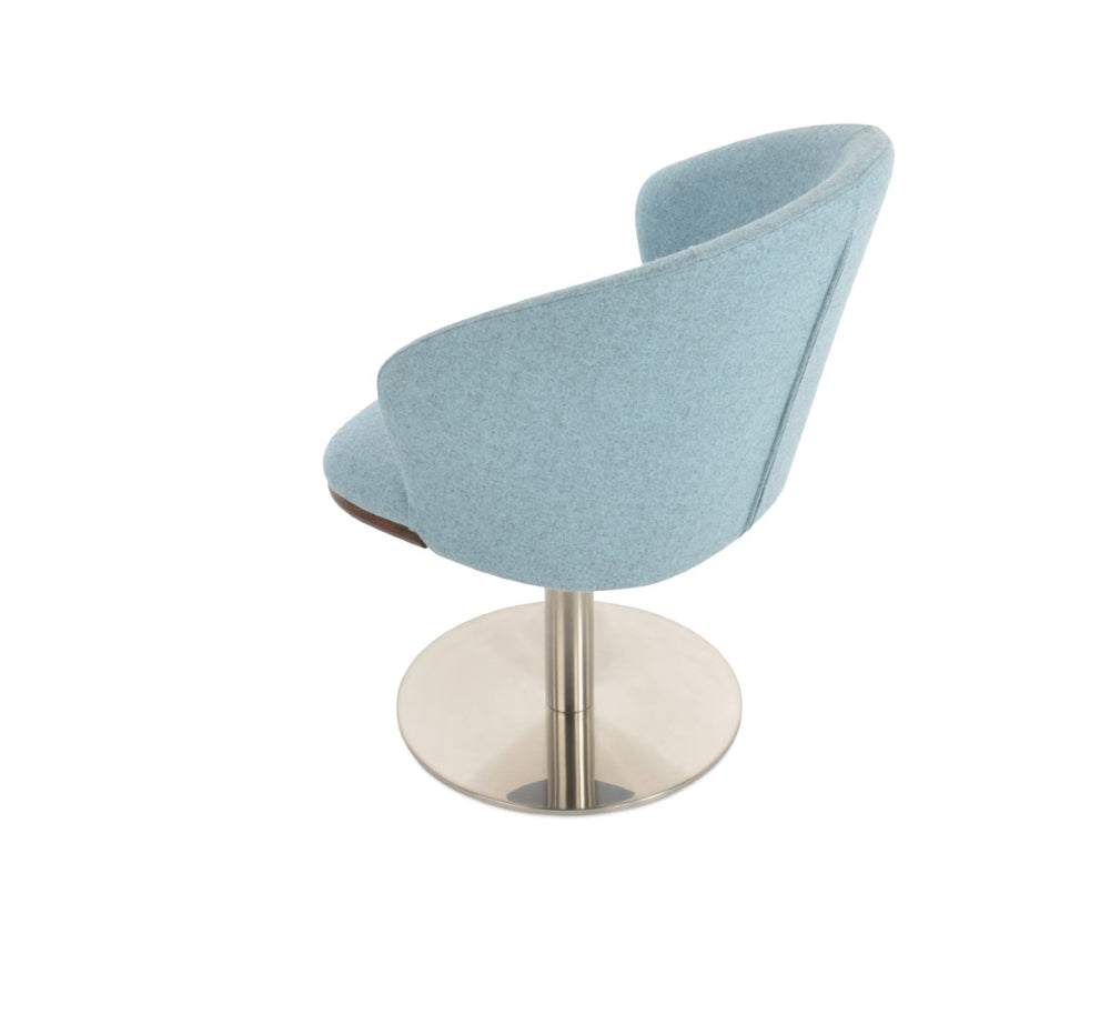 Soho Concept Athena Swivel Armchair - Premium Wool Fabric, Solid Wood Base, 10-year Guarantee, Elegant Design Blue,Walnut  Soho-concept-dining-chair-00753