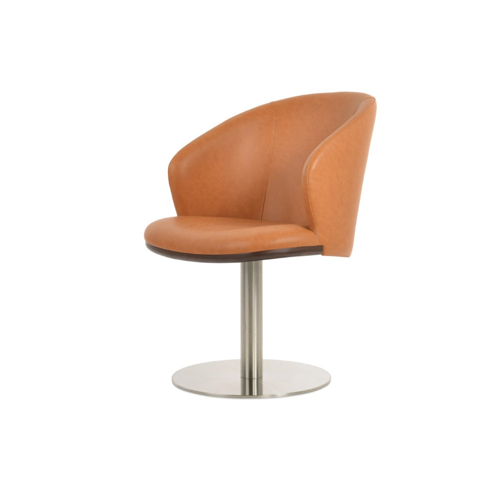 Soho Concept Athena Round Armchair Dining Chair - Soft Leatherette, Sleek Stainless Steel Base, 2-year Warranty Walnut  Soho-concept-dining-chair-00752