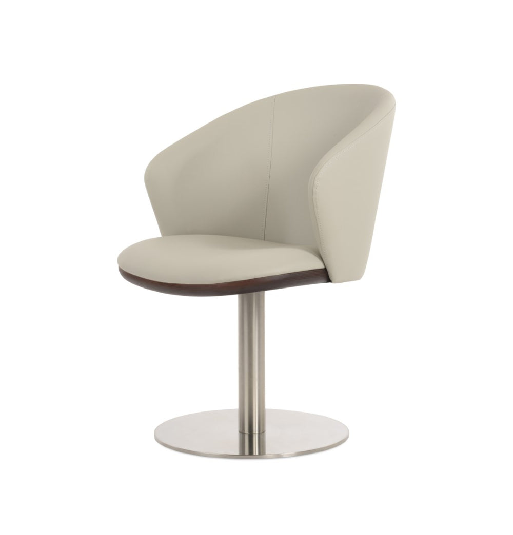 Soho Concept Athena Round Armchair Dining Chair - Soft Leatherette, Sleek Stainless Steel Base, 2-year Warranty Walnut  Soho-concept-dining-chair-00752