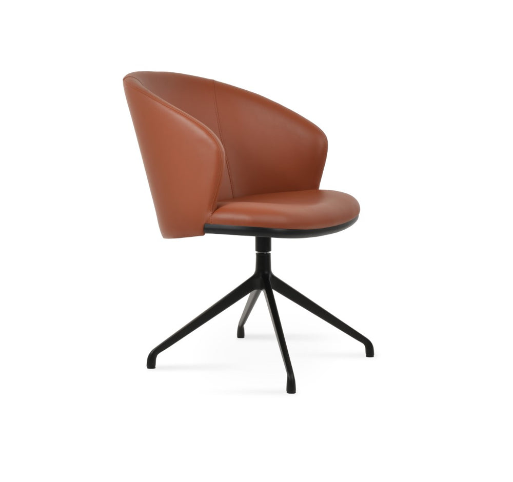 Soho Concept Athena Spider Swivel Armchair With Soft Leatherette, Ergonomic Design, 2-year Guarantee, 300 Lbs Capacity Black  Soho-concept-dining-chair-00757